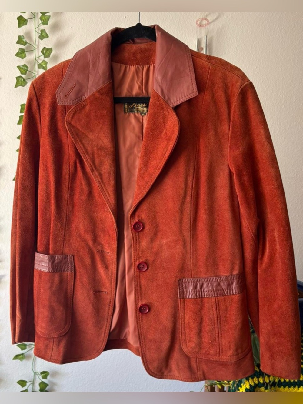 Vintage Learsi Genuine Leather Jacket 100% Nylon Lining Size 13